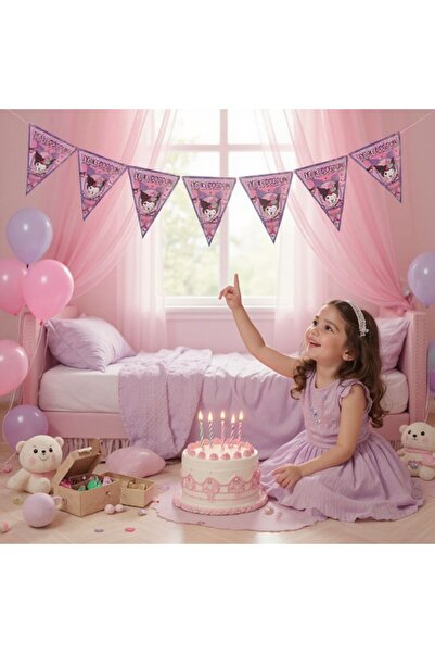 Cadde Süs Kuromi Temalı Flama seti 9 bayrak