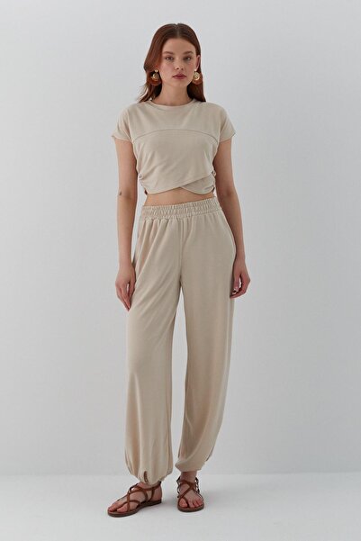 MARKALİSTE Σετ Cropped Stone με ασύμμετρη κοπή