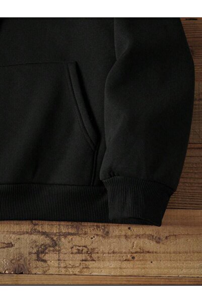 VBSVİBES Black Hooded Oversize Sweatshirt Black pumpkins