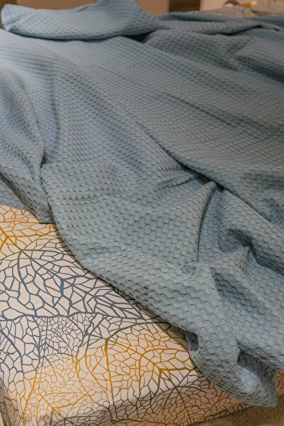 Muteks Premium 100% Cotton Single Pike - Bedspread, Anti-Sweat Fabric, PETROL BLUE, (160x240cm)