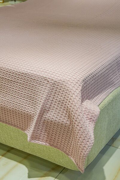 Muteks Premium Powder Colored 100% Cotton Single Summer Blanket - Anti-Sweat Bedspread (160x240cm)