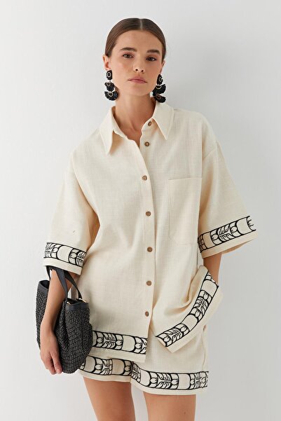 MARKALİSTE Şortlu Bambu Takım Bej