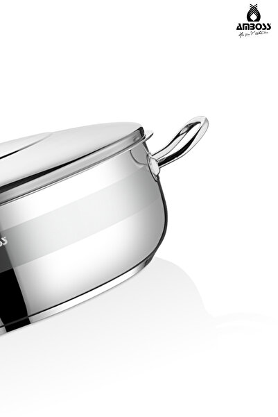 Amboss Saphire Stainless Steel 32cm Steel Flat Bottomed Saucepan with Lid