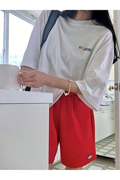 VBSVİBES Унисекс бяла плетена тениска с овърсайз принт Worldtour