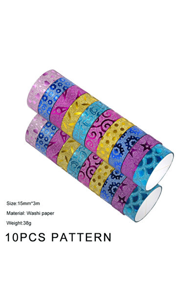 Choice 352jincongx10pcs 10Rolls ملصقات لامعة بألوان عشوائية وأشرطة لاصقة ورقي...