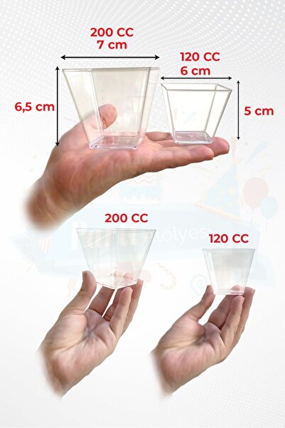 Genel Markalar 5x6 Cm Küçükkkkkkkkkkkk Boyuna Dikkat Edin Prizma Mika Plastik Sunum Kabı Kübik Kase 120 Cc **25**