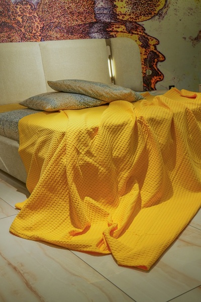 Muteks Premium Single Summer Pike - 100% Cotton, Anti-Sweat, Yellow Color (160x240cm)