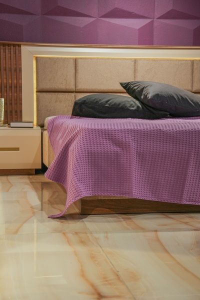 Muteks Premium 100% Cotton Single Summer Pike - Purple Color, Anti-Sweat Fabric, 160x240cm Bedspread