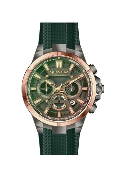 Quantum TTG1003.075 Quartz Yeşil Silikon Kronolu 47 mm Erkek Kol Saati