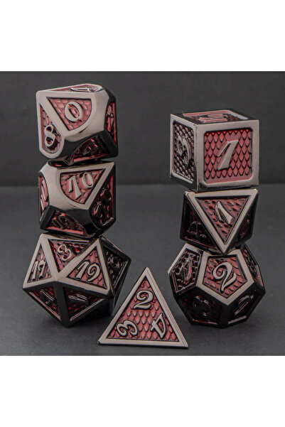 Choice LL-Black Red DND Metal Dice Set Black Red Dungeon and Dragon scale Dic...