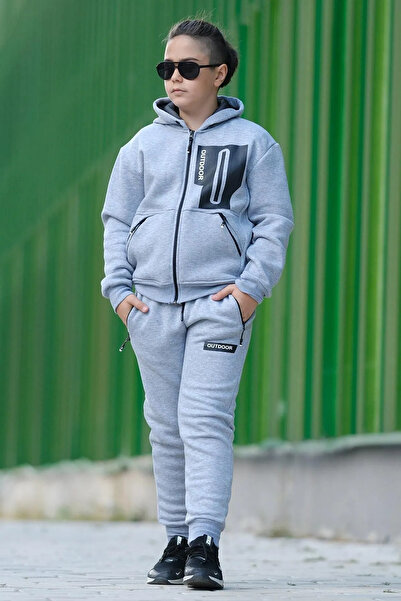 Zaziko Kids Erkek Çocuk Fermuarlı Kapüşonlu Eşofman Takımı Outdoor Esf.0030-z
