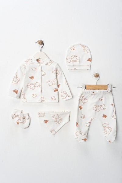 ENİA BABY Newborn Baby Patterned 5 Piece Hospital Discharge Set Baby Girl Baby Boy Newborn