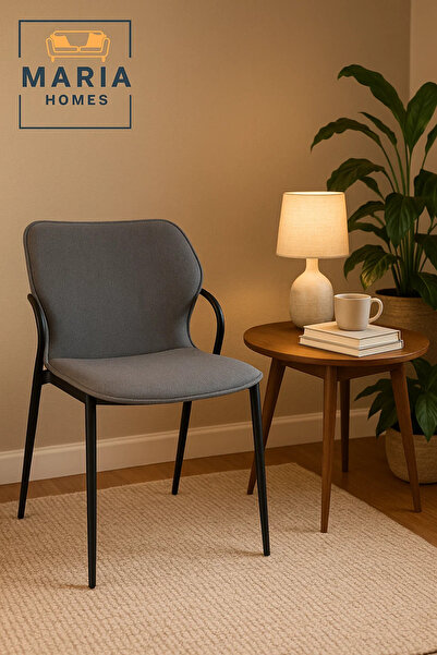 MARIA HOMES Modern Fabric Dining Chair with Metal Legs