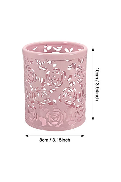 Choice Pink 1pc Creative Hollow Rose Pattern Pen Pot Holder Flower Fashion De...