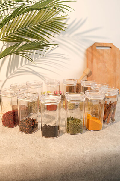 AYEM HOME طقم توابل بغطاء مفرغ من الهواء سعة 300 مل مكون من 12 قطعة - حشية ما...