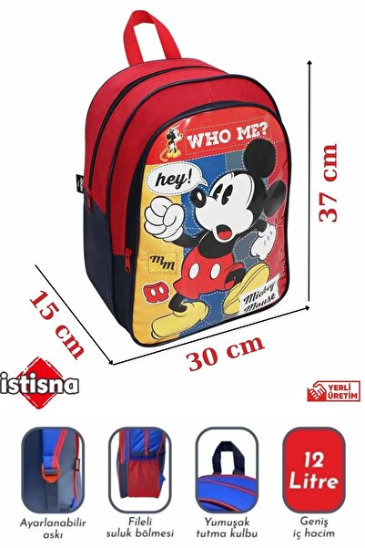 İstisna Mickey Mouse Lisanslı Ortaokul İlkokul Beslenme Sırt Çantası