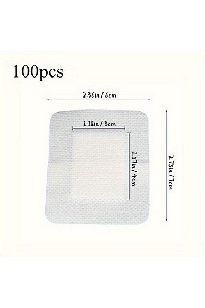 Choice trumpet-100PCS 100PCS Wound Dressings, Breathable Edge Gauze Pads, Latex Free Bandages, Self-adhesiv