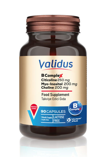 Validus B Complex Citicoline 250 mg - B 12 3000 mcg Myo-inositol 200 mg Choline 200 mg 90 كبسولة