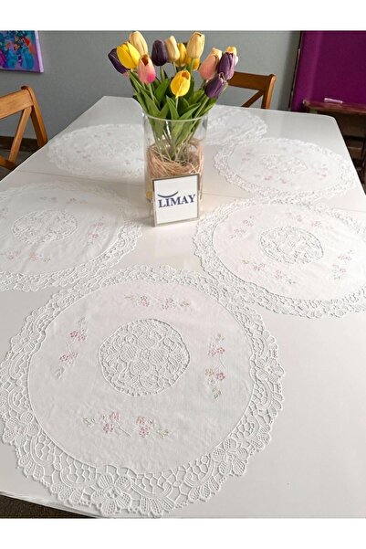 LİMAY Serviciu american de 6' - Dimensiune mare (40CM) - Aspect brodat cu dan...