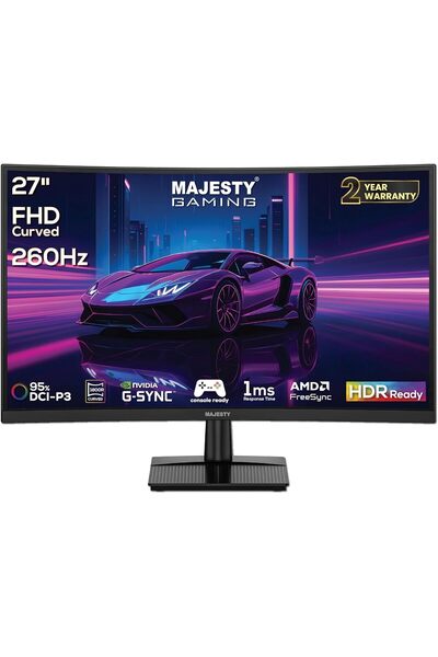 majesty 27-Inch Curved Gaming Monitor 1800R, FHD 1080P, VA, 260Hz, 1ms, HDR