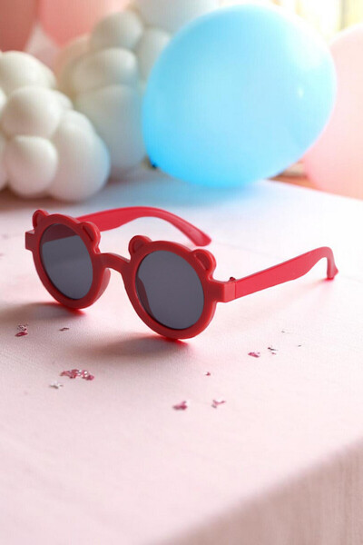 Chunky Frame Round Matte 0-10 Years Old Uv400 Certified Red Children's Sungla...