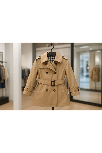 HC Kids Wear Boy's Beige Trench Coat Raincoat with Cotton Lining