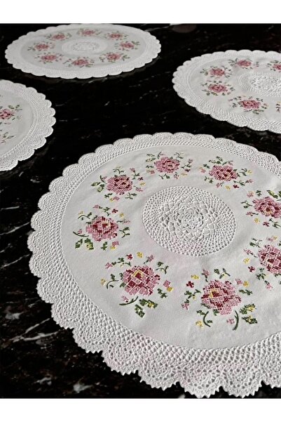 LİMAY 6' Lı Amerikan Servis - 40cm- Dantel Işlemesi Görünümlü 1. Sınıf Yıkanabilir Pvc