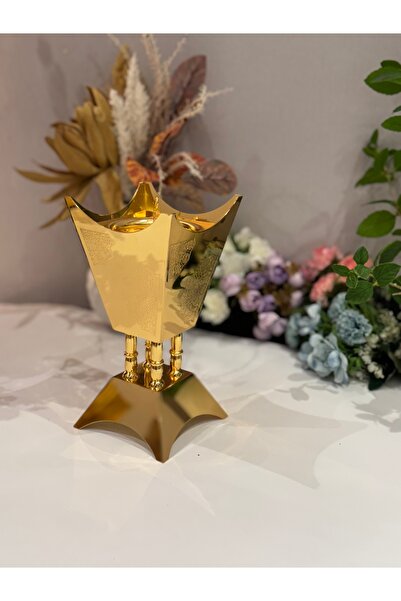 aljahwari Large engraved golden incense burner