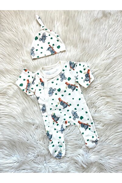 Linda Harris Koala On a Bicycle Pattern Şapkalı Bebek Tulum