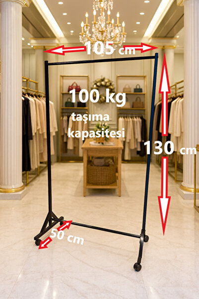 HOMEBELLA Premium 130 cm Çelik Konfeksiyon 105 cm En Askılık Tekerlekli Demon...