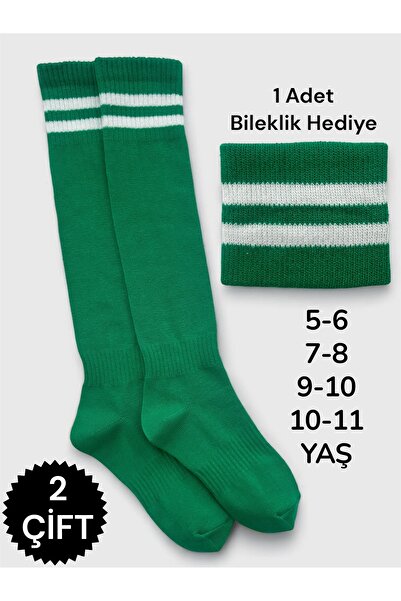 Çorabistaan 2 Çift Çok Renkli Çemberli Unisex Kız Erkek Çocuk Futbol Halı Sah...