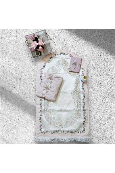 lamsat fn Women's prayer set box containing: (prayer rug + excellent cotton prayer dress (mard) + complete Qur’an + rosary + incense burner)