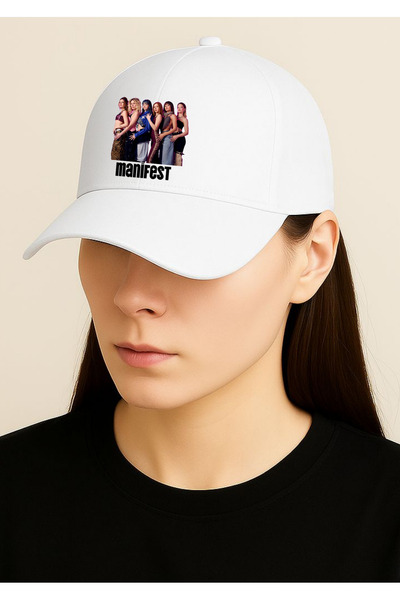 lewibafashion Șapcă premium imprimată cu design MANIFEST, pe șapcă albă MANIF...