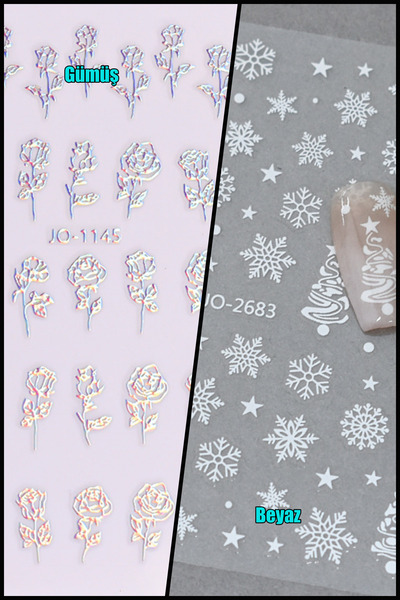 Easy Beauty 2 Adet Nail Art Tırnak Sticker Kendinden Yapışkanlı, Tırnak Süsle...