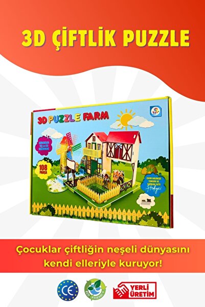 LAÇO KİDS 3D ÇİFTLİK PUZZLE