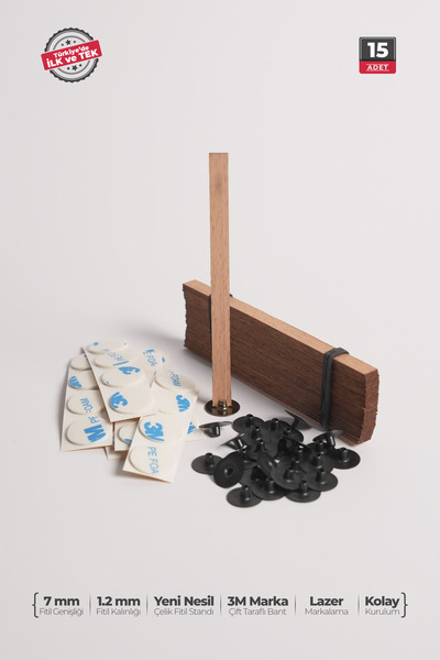 cereus Ahşap Mum Fitili 7mm x 100mm x 1.2mm - 15 Adet | Yüksek Koku Performansı, Şömine Etkisi