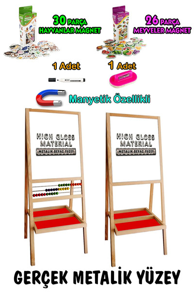 bgm oyuncak Gerçek Metal Yüzey Çift Tarafı Beyaz Yarım Abaküslü Çocuk Yazı Ta...