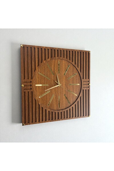 ISLA HOME Rustic Wooden Wall Clock 40X40 cm – Decorative Square Design with Silent Mechanism