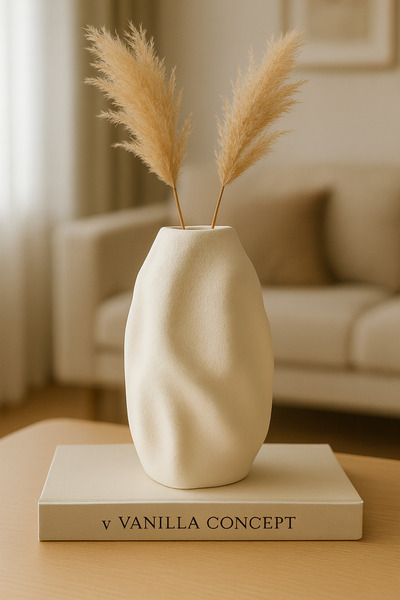 v Vanilla Concept Διακοσμητικό βάζο από χυτό γυαλί με κυματιστή υφή – Μινιμαλ...