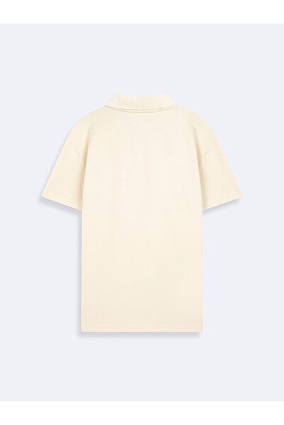 Ltb Κανονικό κοντομάνικο μπλουζάκι με γιακά πόλο Basic μπεζ