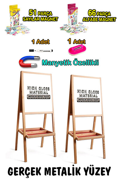 PinkToys Gerçek Metal Yüzey Çift Tarafı Beyaz Manyetik Özellikli Yazı Tahtası Hs