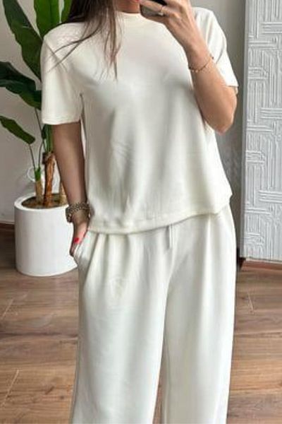 Balenbi Women's Modal Fabric Short Sleeve Tracksuit Set 1098