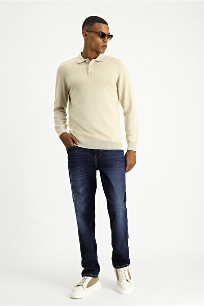 Kiğılı Polo Yaka Regular Fit Pamuklu Triko Kazak