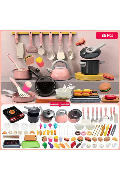 Choice1 86pcs Cutting Fruit Vegetable Play Food Kitchen Toys Set with Cooking Toys Pretend Play Educational