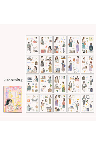 Choice S25614-4 Mr. Paper 20Pcs/bag Character Scenic Sticker Book Cute Statio...