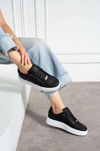 L.A Polo Siyah Beyaz Günlük Kadın Sneaker