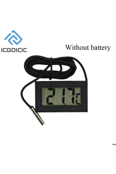 ICGOICIC مقياس حرارة رقمي صغير بشاشة LCD باللون الأسود FY-10 يُستخدم لقياس درجة حرارة الفريزر - 50-110 درجة مئوية