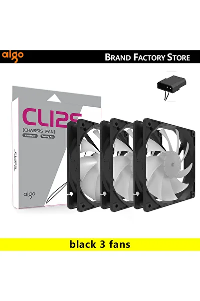 Choice مروحة هيكل كمبيوتر Aigo 3 في 1 بلون أبيض ثابت CL12S أسود 120 مم مع واجهة Molex 4 سنون ووحدة معالجة مركزية