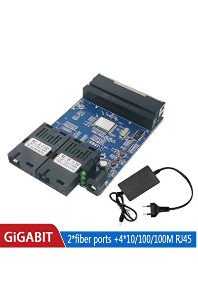 Choice 1 قطعة مع مفتاح الألياف الطاقة 4 RJ45 UTP 2 SC Gigabit Fiber Optical Media Converter 2SC 4 RJ45 2G4E E