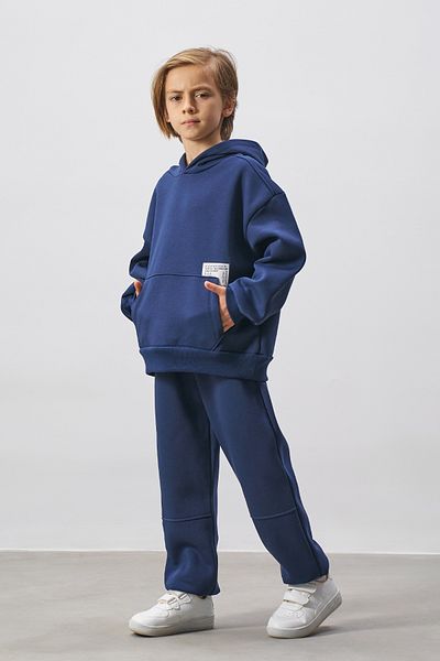 Minipodyum Kangaroo Pocket Hooded Boys Bottom Top Tracksuit Set
